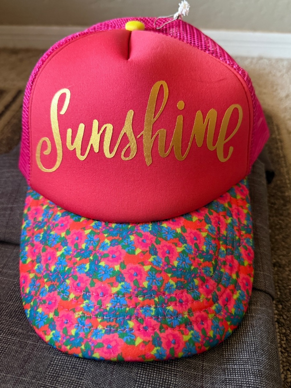 Natural Life Sunshine Pink Floral Trucker Hat New with Tags
